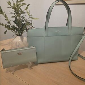 kate spade Mint Green Leather Tote with Matching Wallet